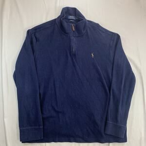 Polo Ralph Lauren Sweater Men’s XL Blue Pullover Quarter Zip Sweatshirt Pony